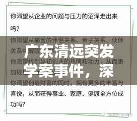 广东清远突发学案事件,深度探究背后的原因与反思